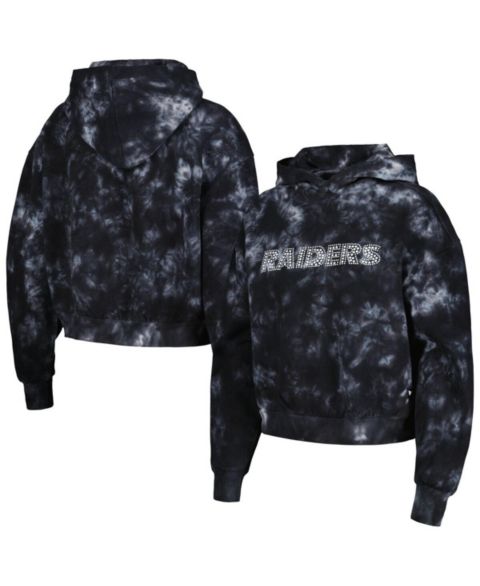 Женское худи The Wild Collective Black Las Vegas Raiders Tie-Dye Cropped Pullover