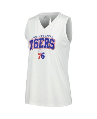 Women's White Philadelphia 76ers Paisley Peekaboo Tank Top
