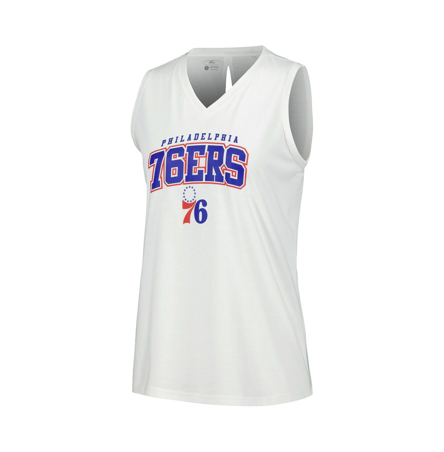 Женский топ LevelWear White Philadelphia 76ers Paisley Peekaboo — фото 2