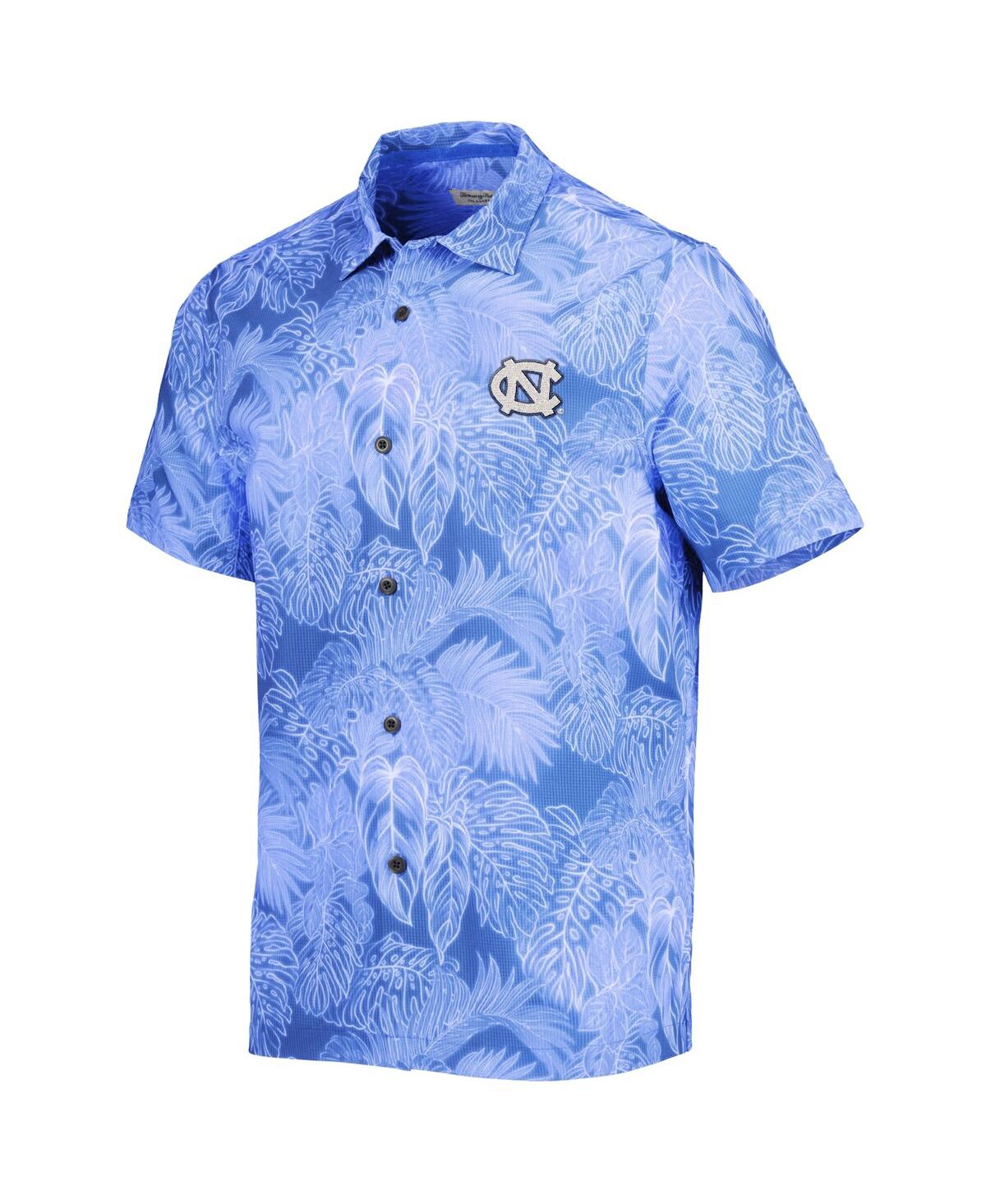 Men's Tommy Bahama CarolinaNorth Carolina Tar Heels Coast Luminescent Fronds IslandZone Button-Up Camp Shirt - Blue