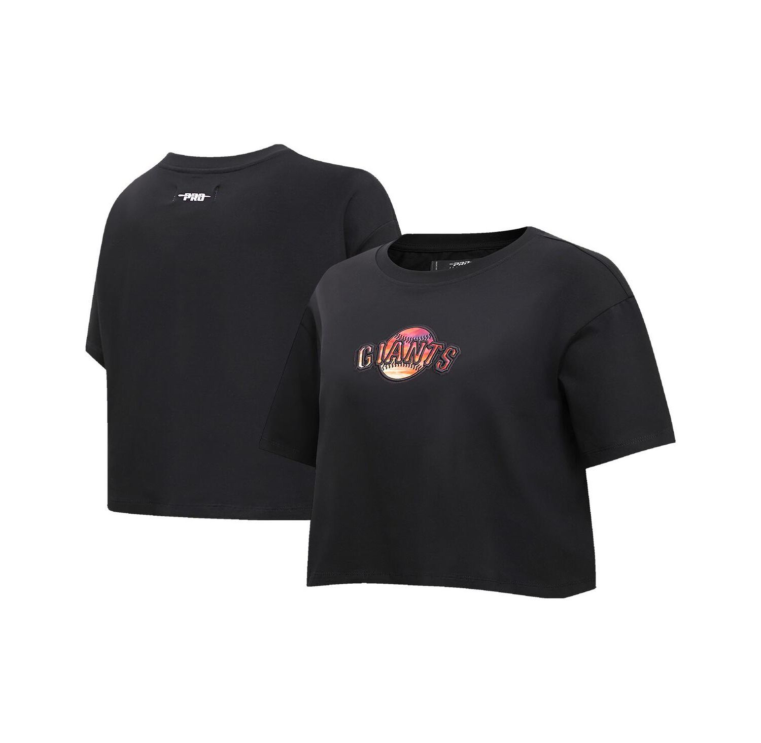 Women's Black San Francisco Giants Painted Sky Boxy Cropped T-shirt