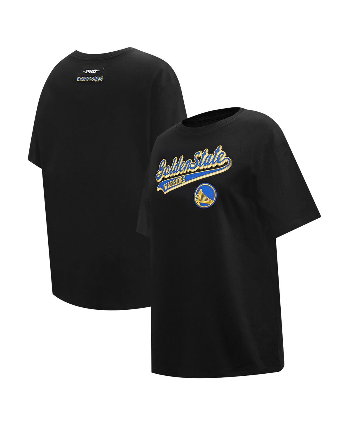 Shop Pro Standard Women's  Black Golden State Warriors Script Boyfriend T-shirt