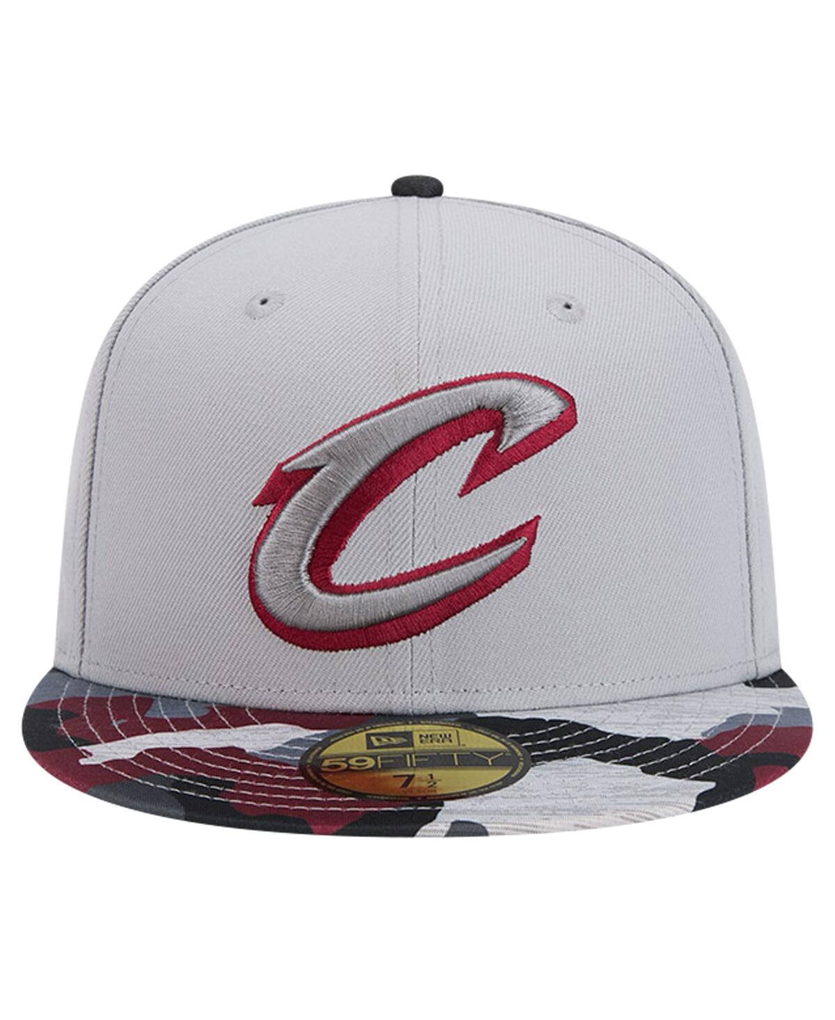 Men's New EraCleveland Cavaliers Active Color Camo Visor 59FIFTY Fitted Hat - Gray