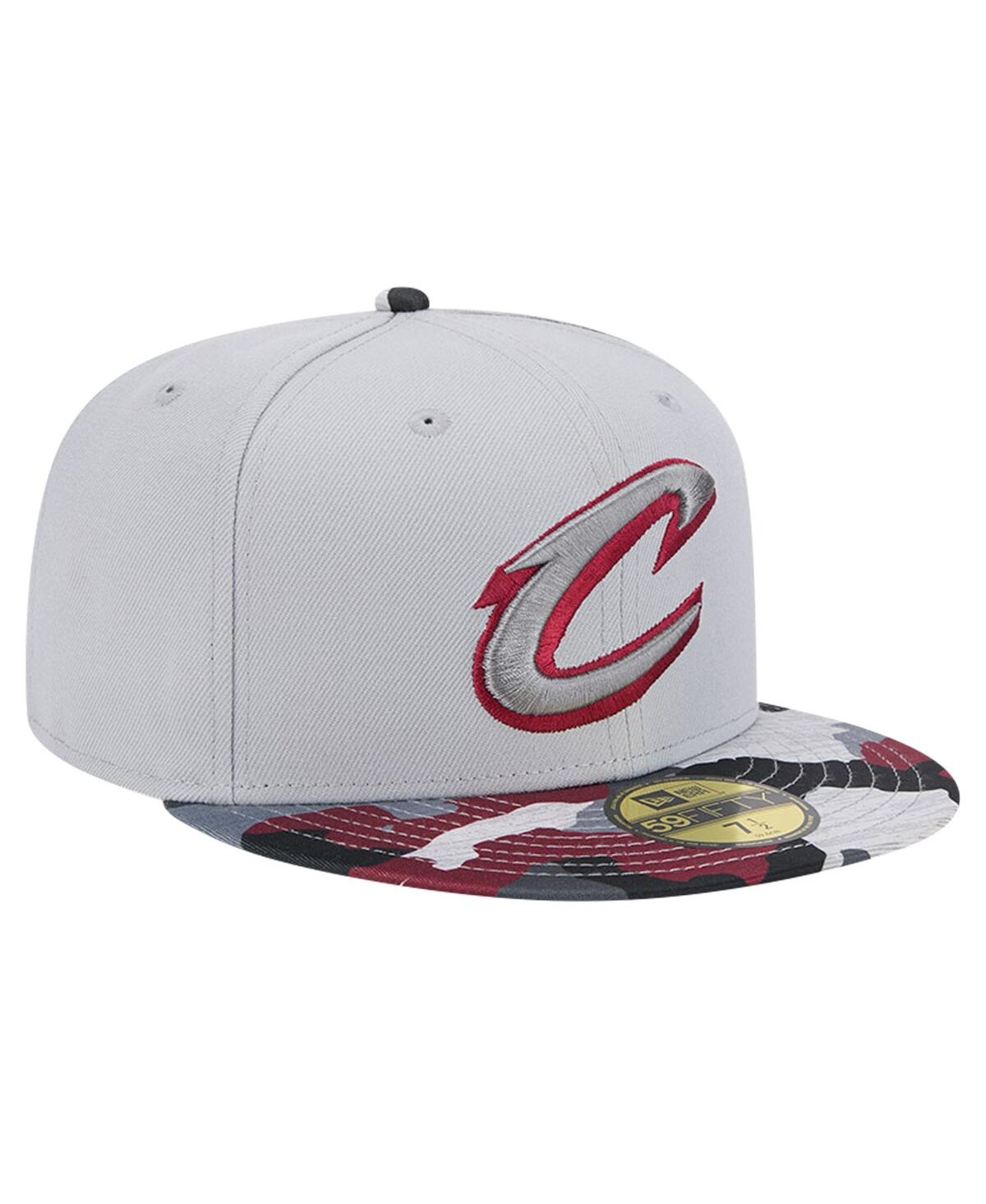 Men's New EraCleveland Cavaliers Active Color Camo Visor 59FIFTY Fitted Hat - Gray