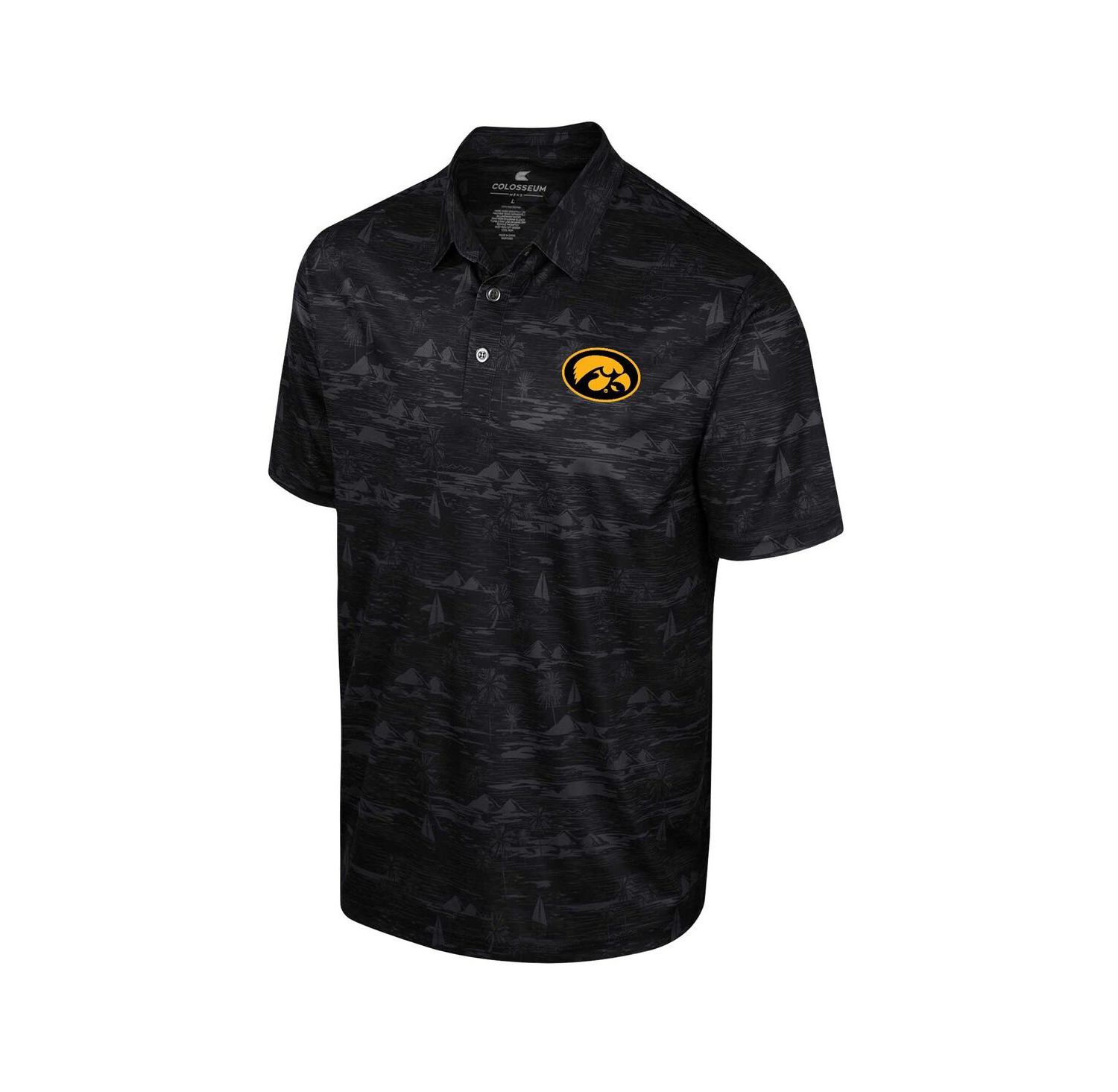 Men's Black Iowa Hawkeyes Daly Print Polo Shirt