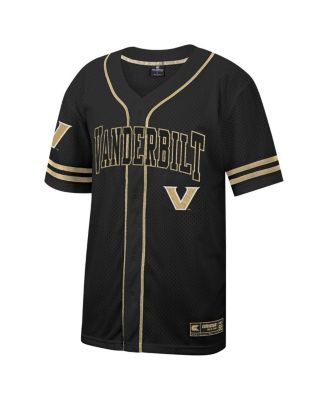 Men's Black Vanderbilt Commodores Free Spirited Mesh Button-Up Baseball Jersey