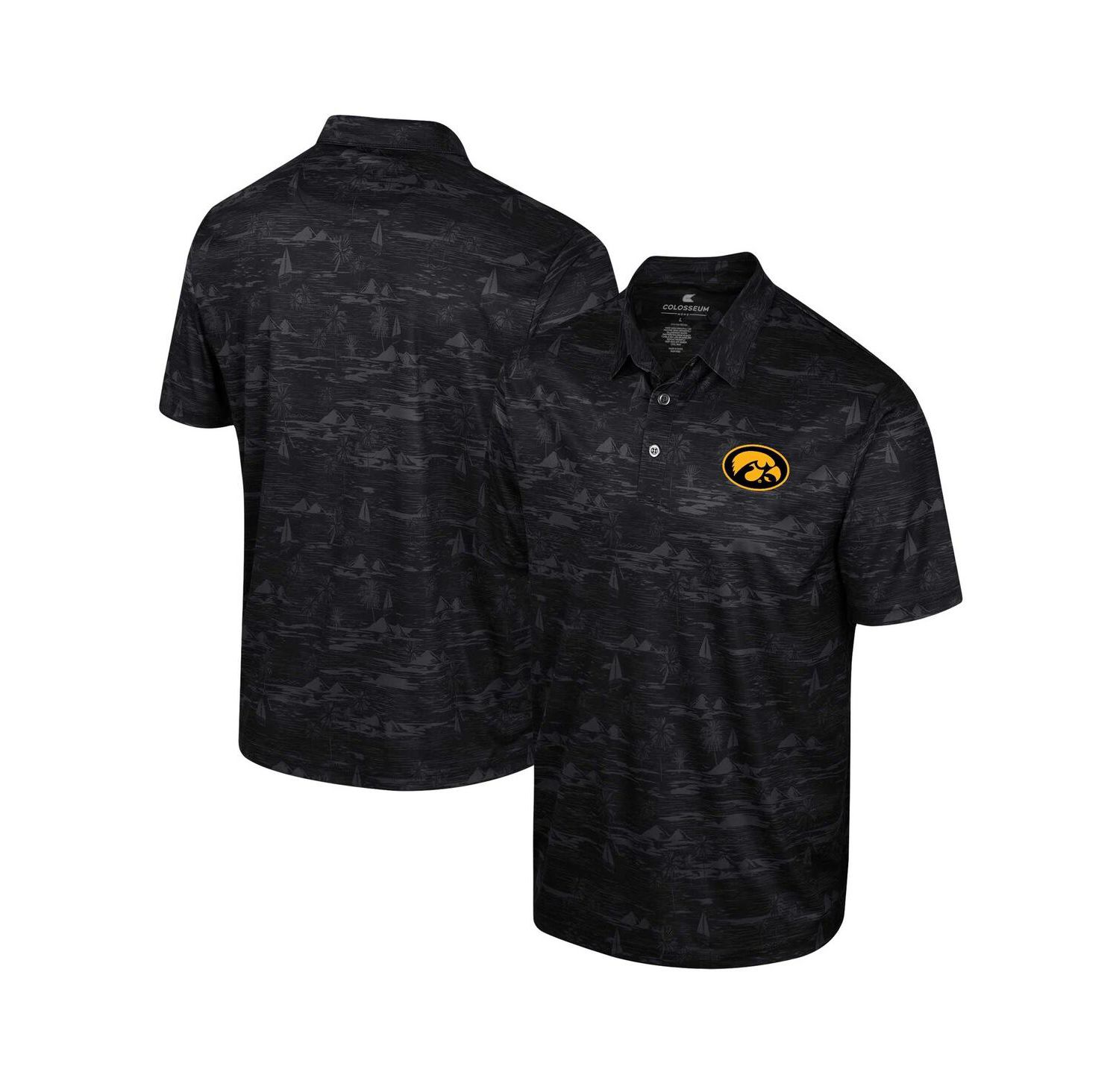 Men's Black Iowa Hawkeyes Daly Print Polo Shirt