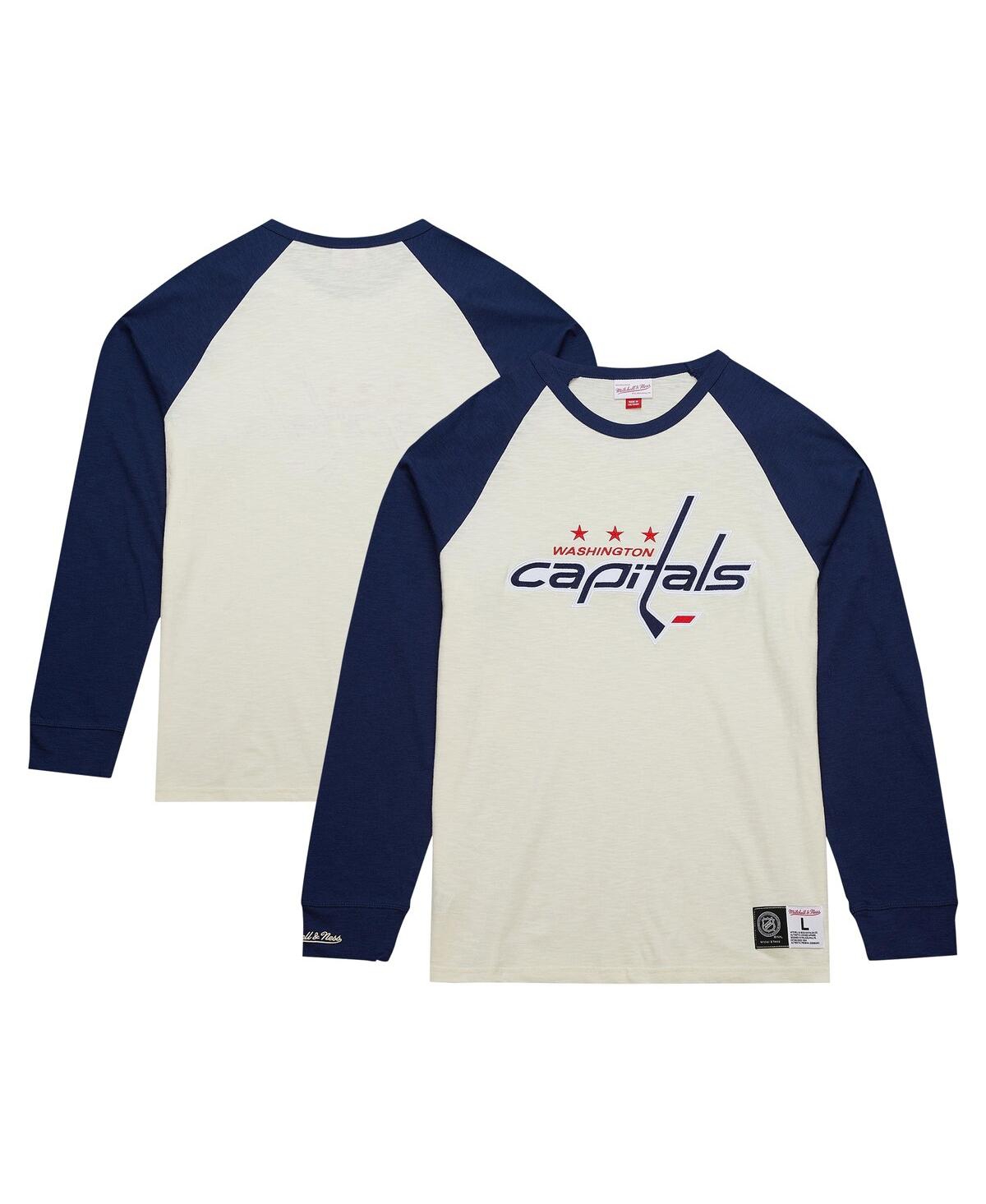 Men's Mitchell & Ness Cream Washington Capitals Legendary Slub Vintage-Like Raglan Long Sleeve T-shirt - Cream