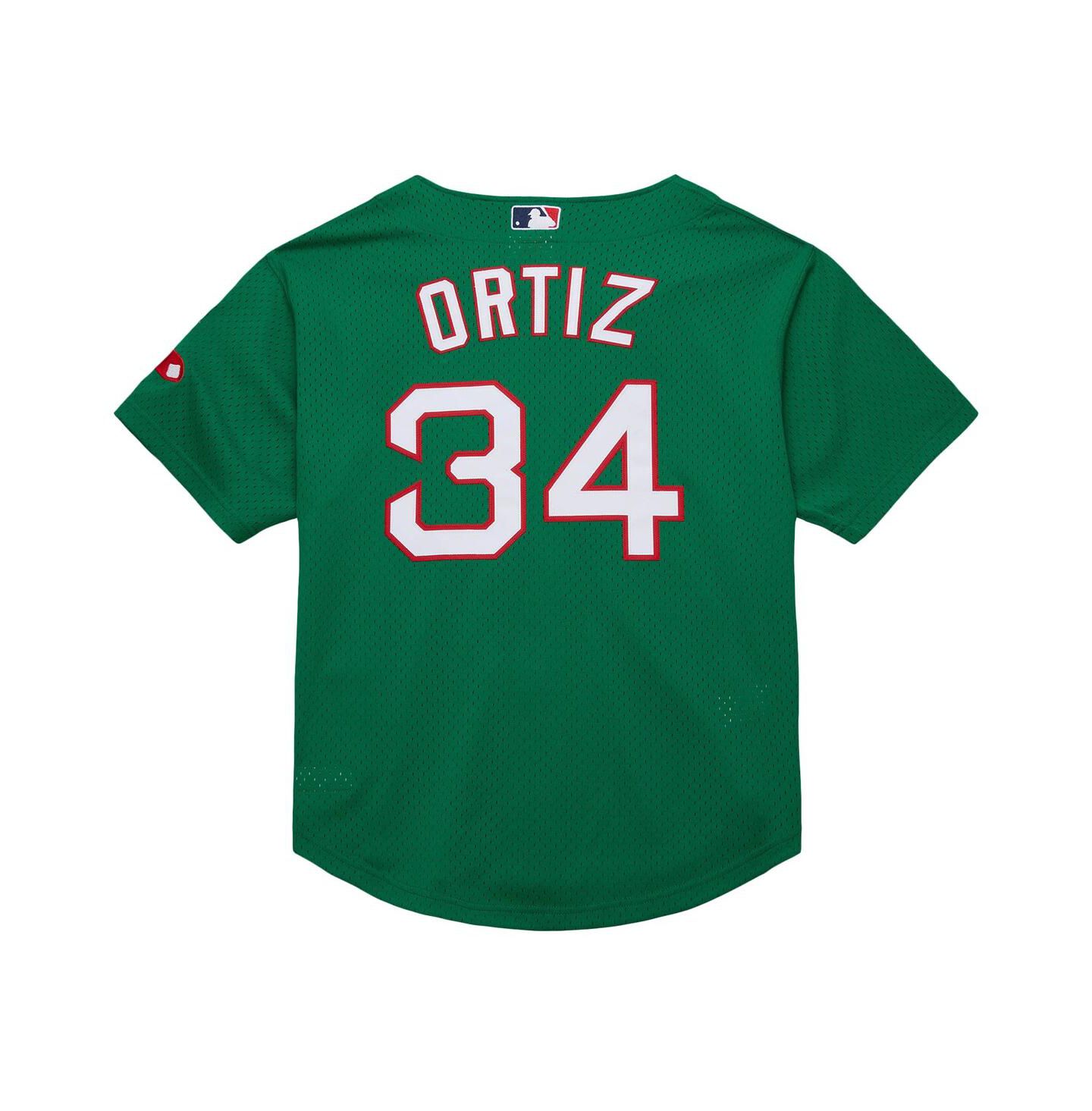 Мужской топ Mitchell & Ness David Ortiz Kelly Green Boston Red Sox Cooperstown Collection Mesh Batting Practice Jersey — фото 3