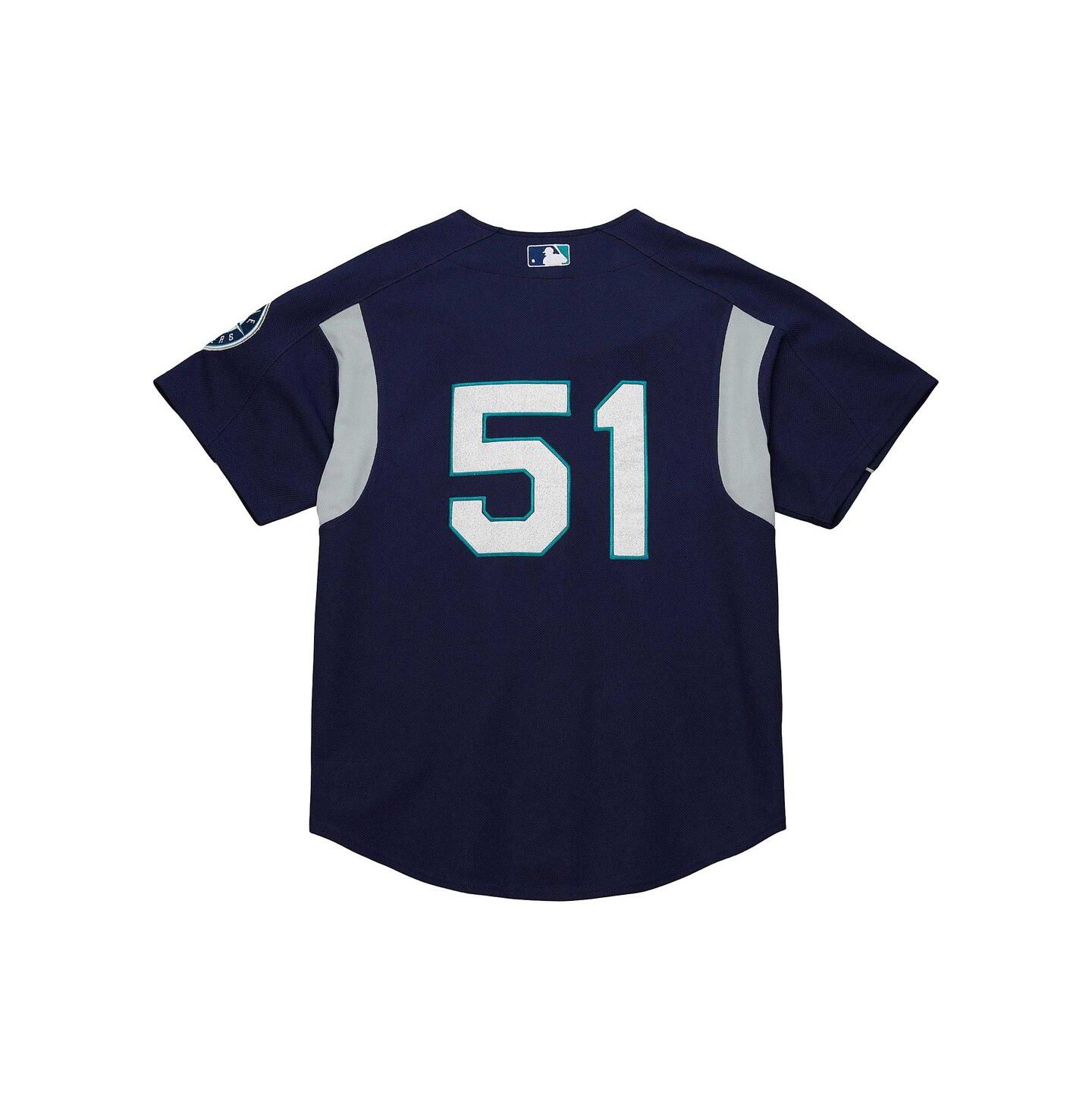 Мужской топ Mitchell & Ness Ichiro Suzuki Navy Distressed Seattle Mariners Cooperstown Collection Batting Practice Jersey — фото 3