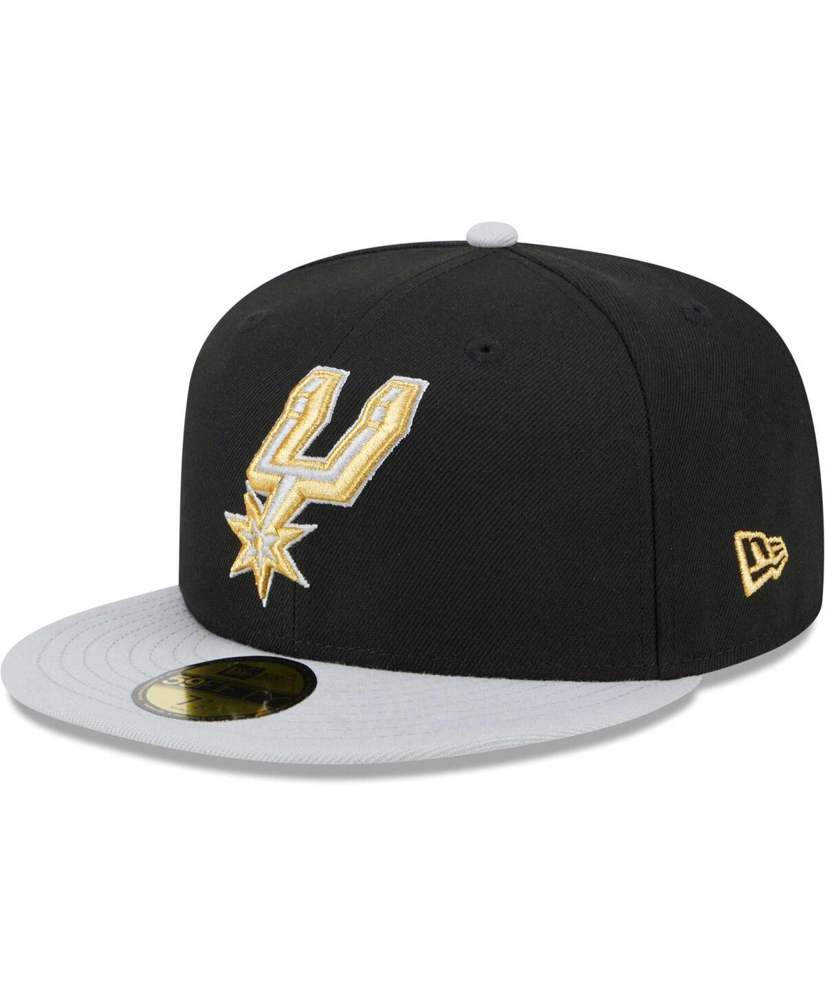 Men's New Era Gray San Antonio Spurs Gameday Gold Pop Stars 59FIFTY Fitted Hat - Gray