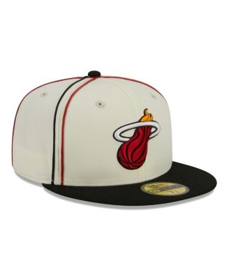 Men's Cream, Black Miami Heat Piping 2-Tone 59FIFTY Fitted Hat