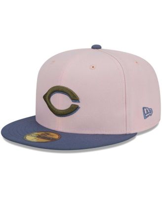 Men's Pink, Blue Cincinnati Reds Olive Undervisor 59FIFTY Fitted Hat