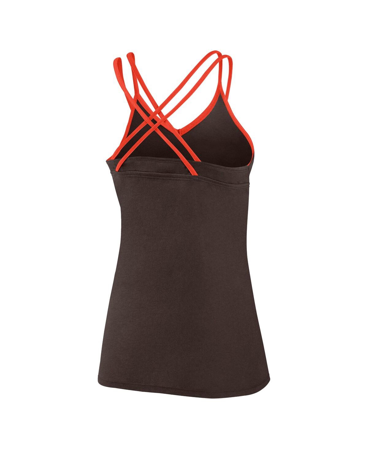 Shop Fanatics Women's  Brown Cleveland Browns Go For It Strappy Crossback Tank Top
