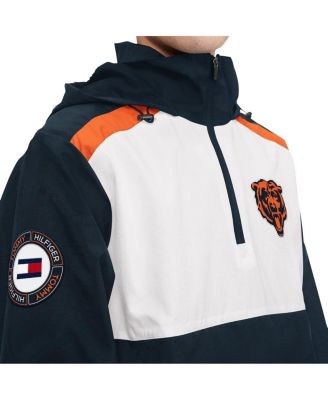Men's Navy, White Chicago Bears Carter Half-Zip Hooded Top