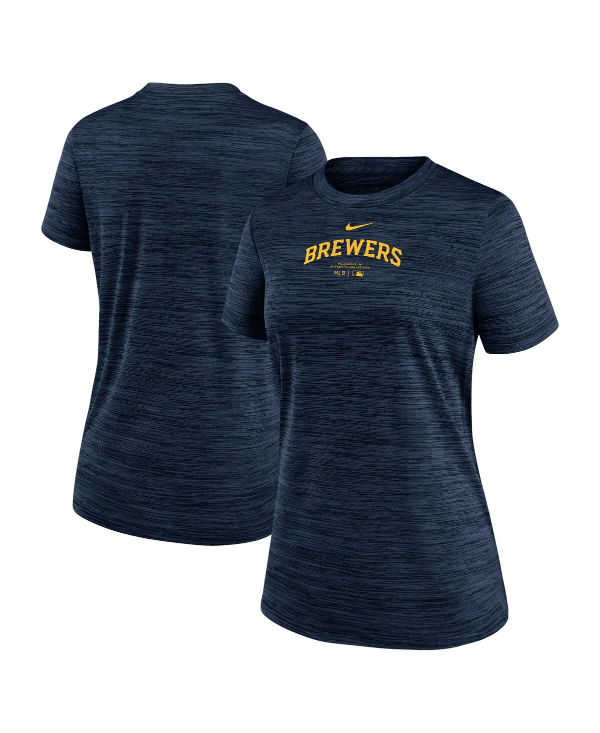 Women's Nike Navy Milwaukee Brewers Authentic Collection Velocity Performance T-shirt - Navy