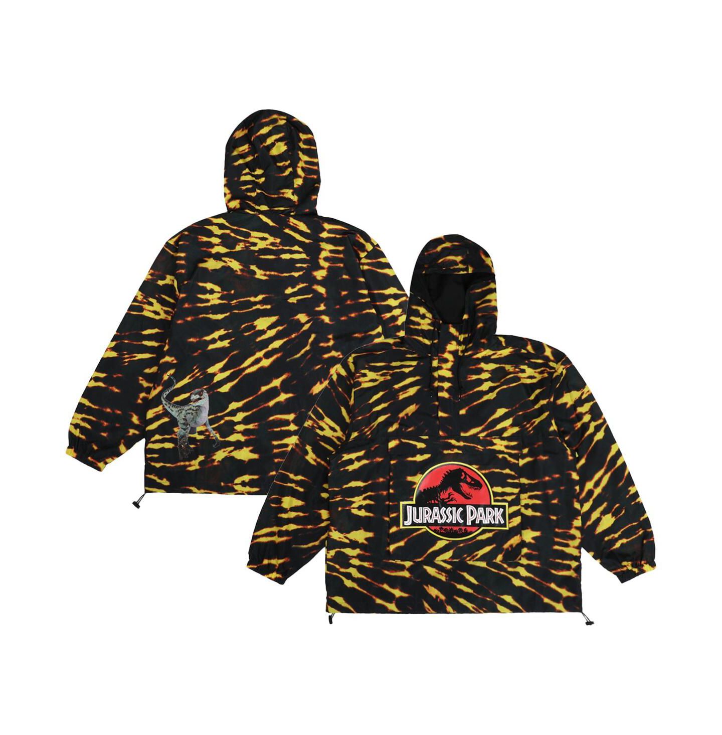 Мужские худи DUMBGOOD Black Jurassic Park Raptor Tie-Dye Half-Zip Anorak Jacket — фото 1
