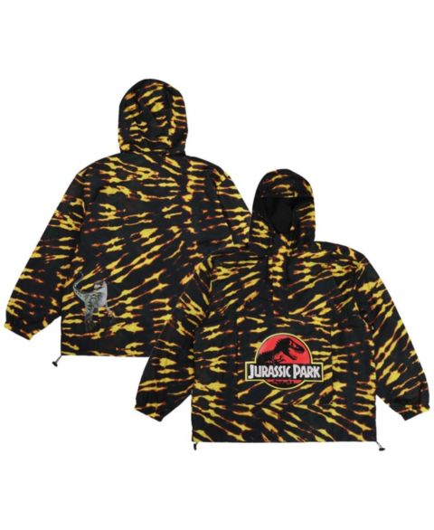 Мужские худи DUMBGOOD Black Jurassic Park Raptor Tie-Dye Half-Zip Anorak Jacket