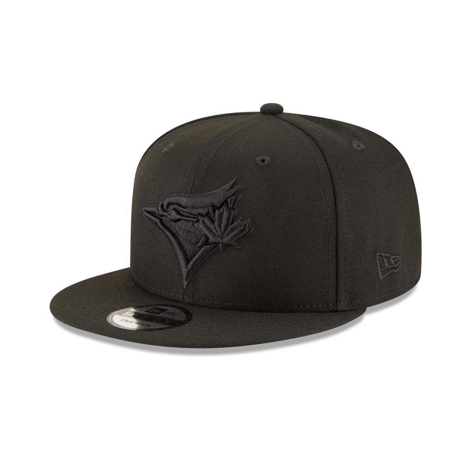 Men's Toronto Blue Jays Black on Black 9FIFTY Team Snapback Adjustable Hat - Black