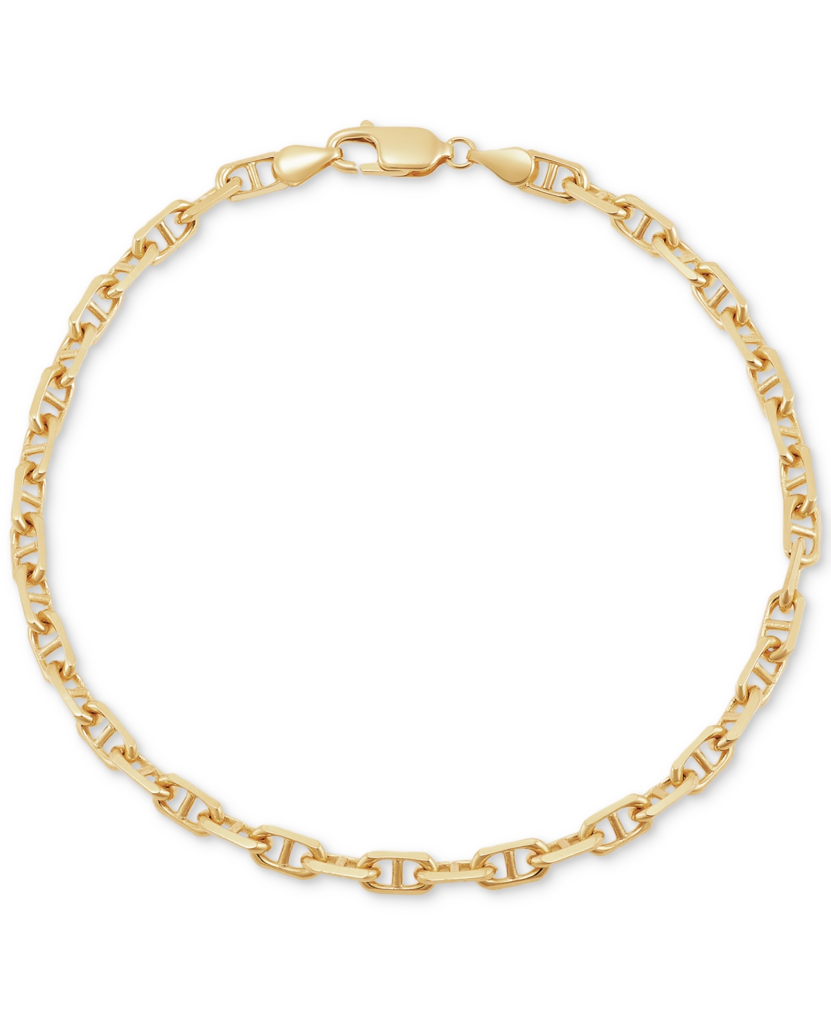 Polished Solid Anchor Link Chain Bracelet in 10k Gold - Yellow Gold