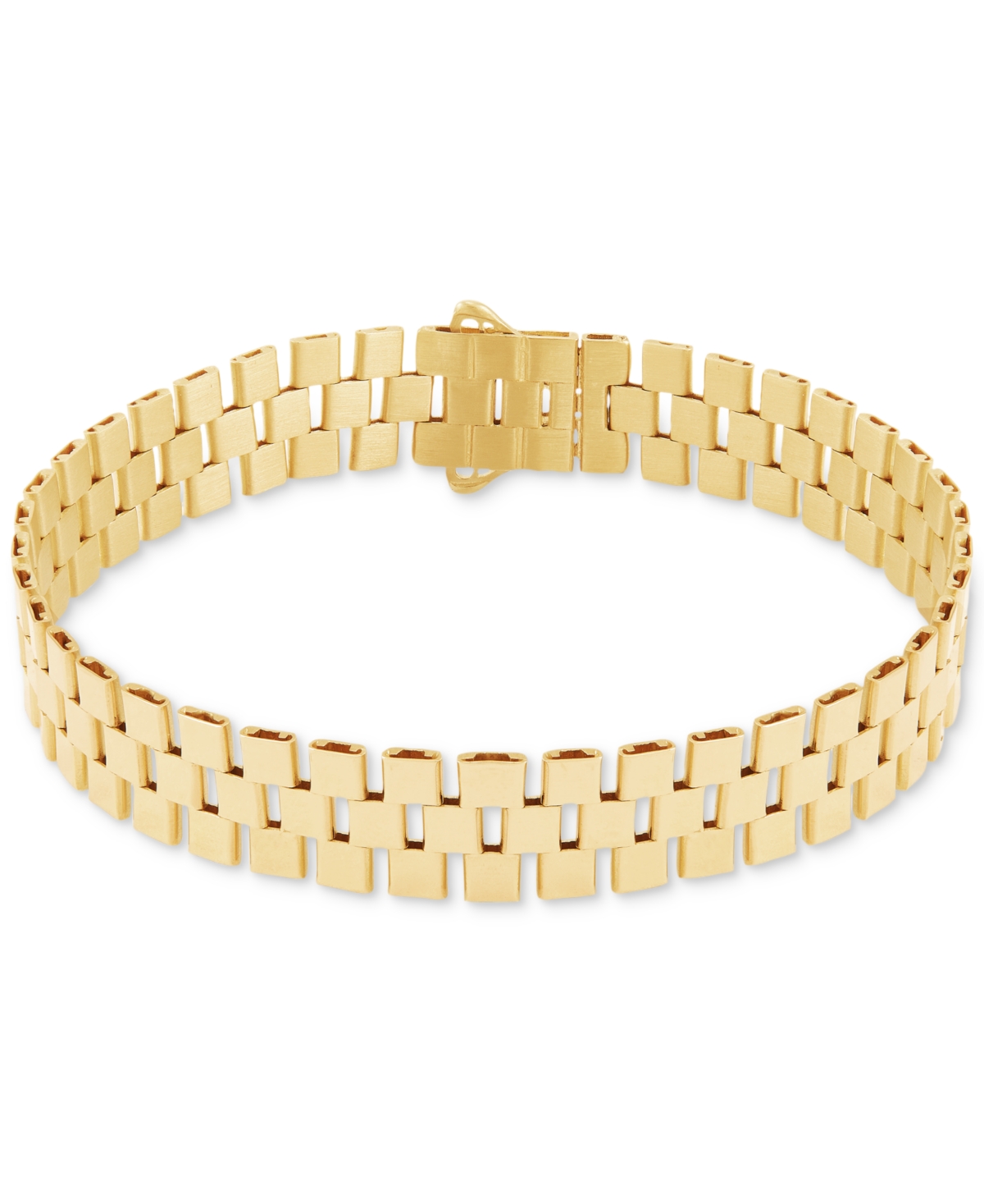 Polished Rectangular Tube Link Statement Bracelet in 14k Gold - Yellow Gold