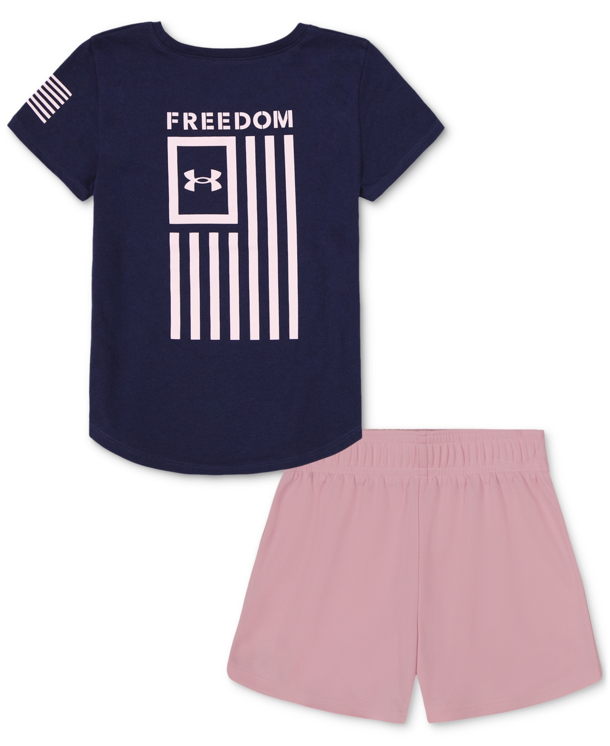 Shop Under Armour Toddler & Little Girls Freedom Flag T-shirt & Shorts, 2 Piece Set In Midnight Navy