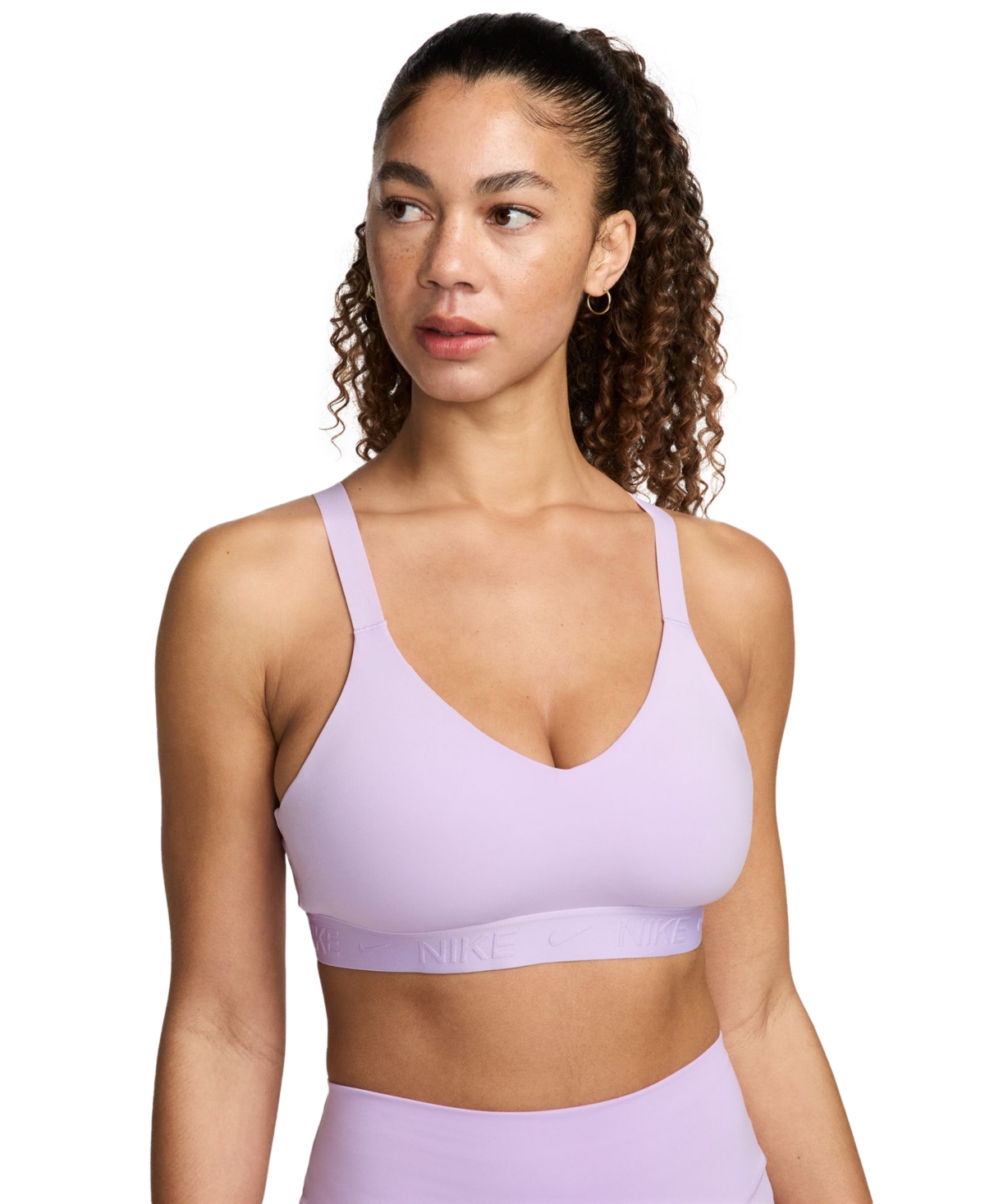 Nike Women's Indy Medium-support Padded Adjustable Sports Bra In Lilac Bloom,lilac Bloom