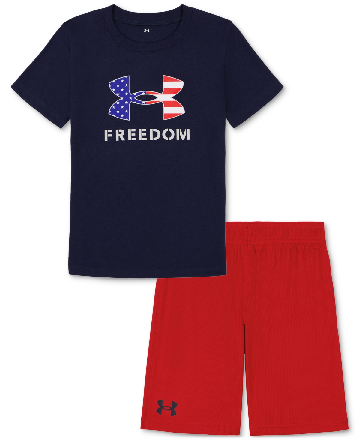 Shop Under Armour Toddler & Little Boys Ua Freedom T-shirt & Shorts, 2 Piece Set In Midnight Navy