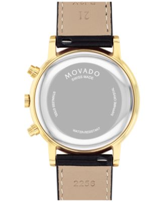 Men's Swiss Chronograph Museum Classic Black Leather Strap Watch 42mm