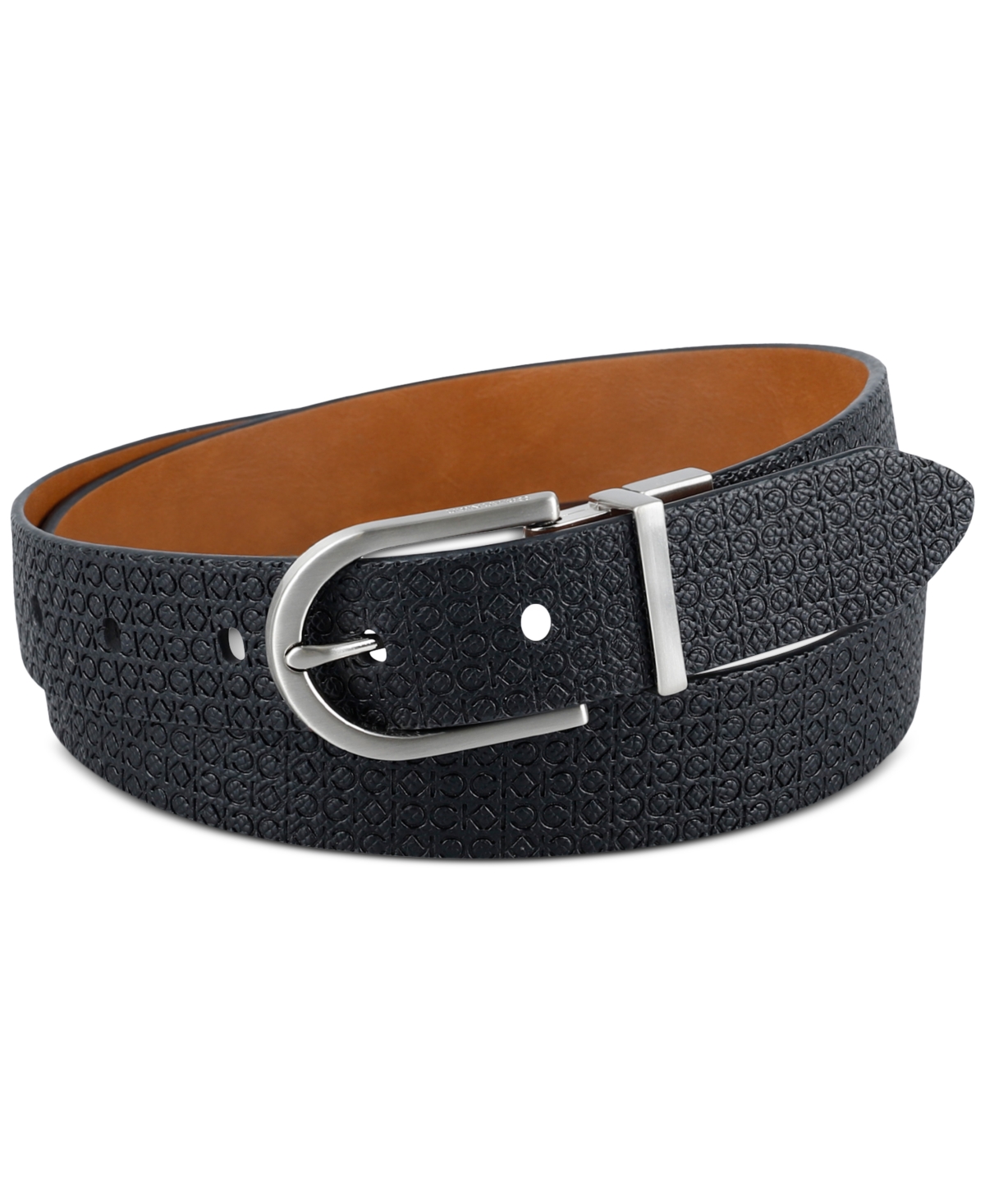 Calvin Klein Women's Embossed Casual Reversible Belt -black