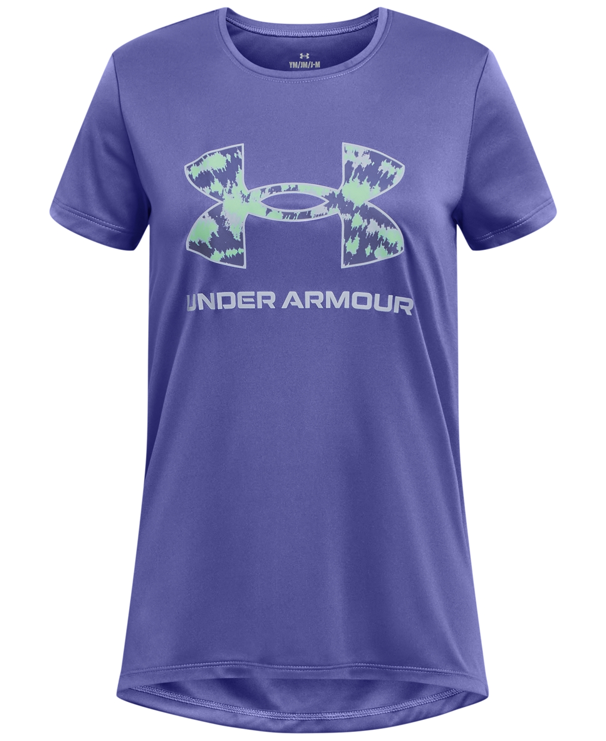 Under Armour Kids' Big Girls Tech Print Fill Big Logo Short Sleeve T-shirt In Starlight,celeste