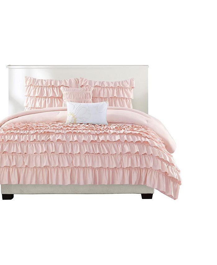 Gracie Mills Ismerie 4Piece Solid Ruffles Comforter Set, Twin/Twin XL Macy's