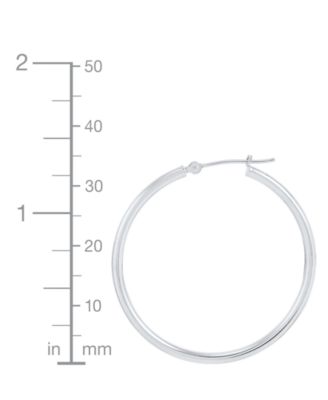 Polished Classic Tube Medium Hoop Earrings in 14k White Gold, 1-3/8"