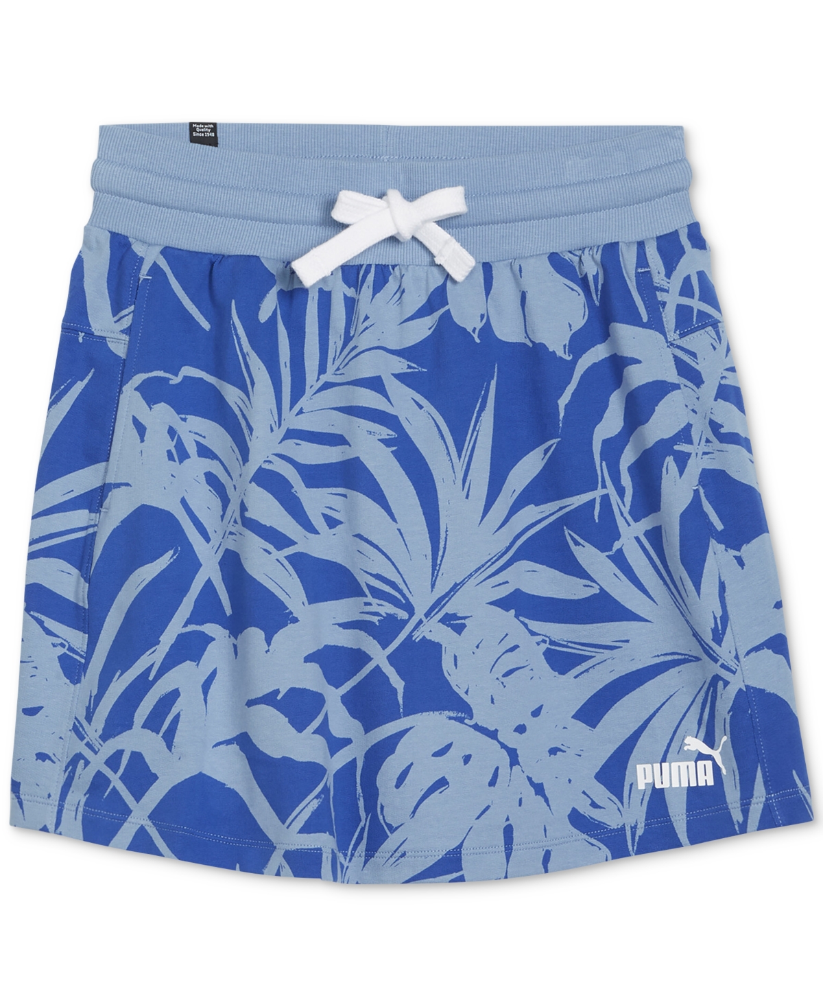 Shop Puma Women's Palm Resort Drawstring-waist Skirt In Zen Blue-aop
