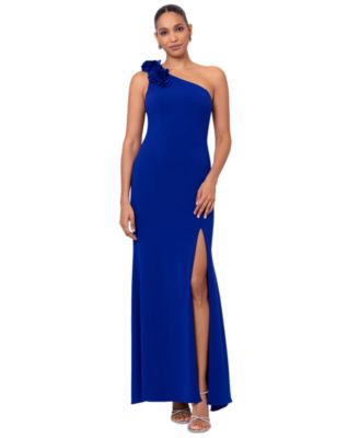 XSCAPE Women's Embellished One-Shoulder Scuba Gown Macy's