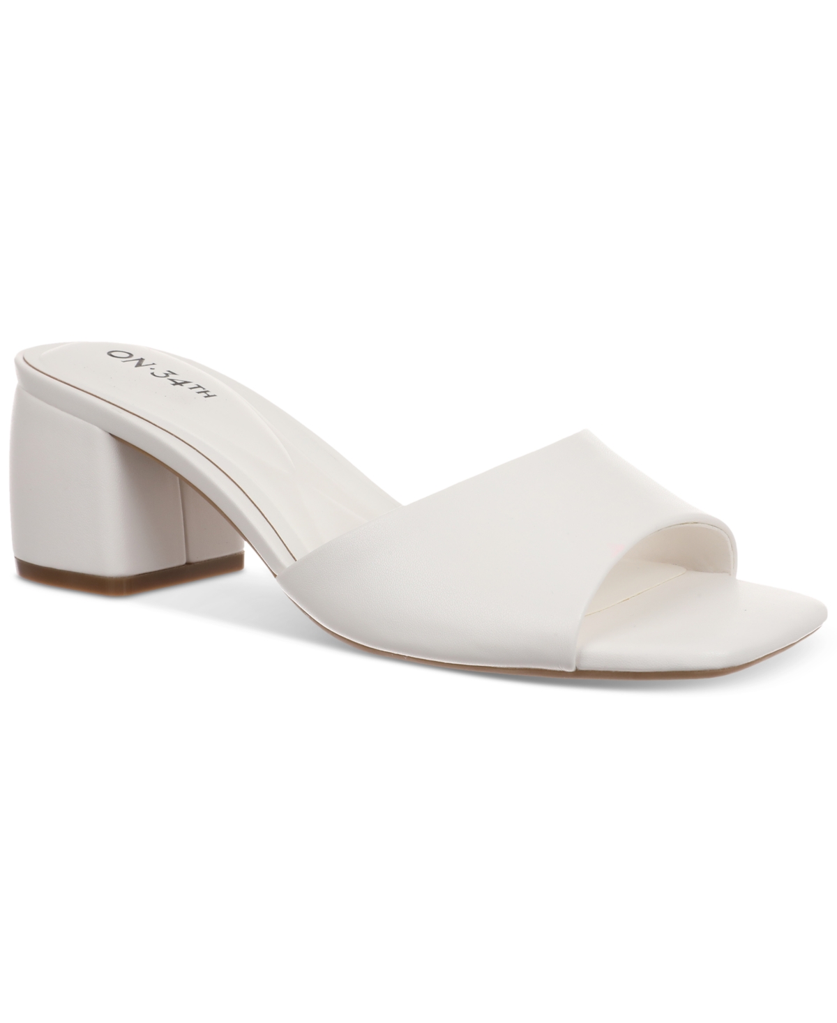 Shop On 34th Women's Gabbie Slide Dress Sandals, Created For Macy's In White Smooth