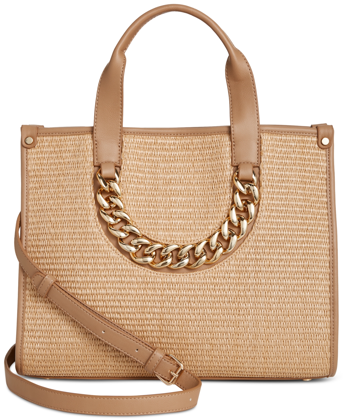 Shop Inc International Concepts Caitlinn Chain Medium Straw Tote, Created For Macy's In Straw,gold Cml