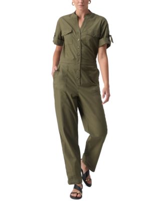 SANCTUARY Womens Black Check Sleeveless Square Neck Flare Jumpsuit