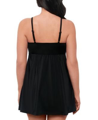 Swim Solutions Women's Black Empire-Waist Swimdress, Created for Macy's 