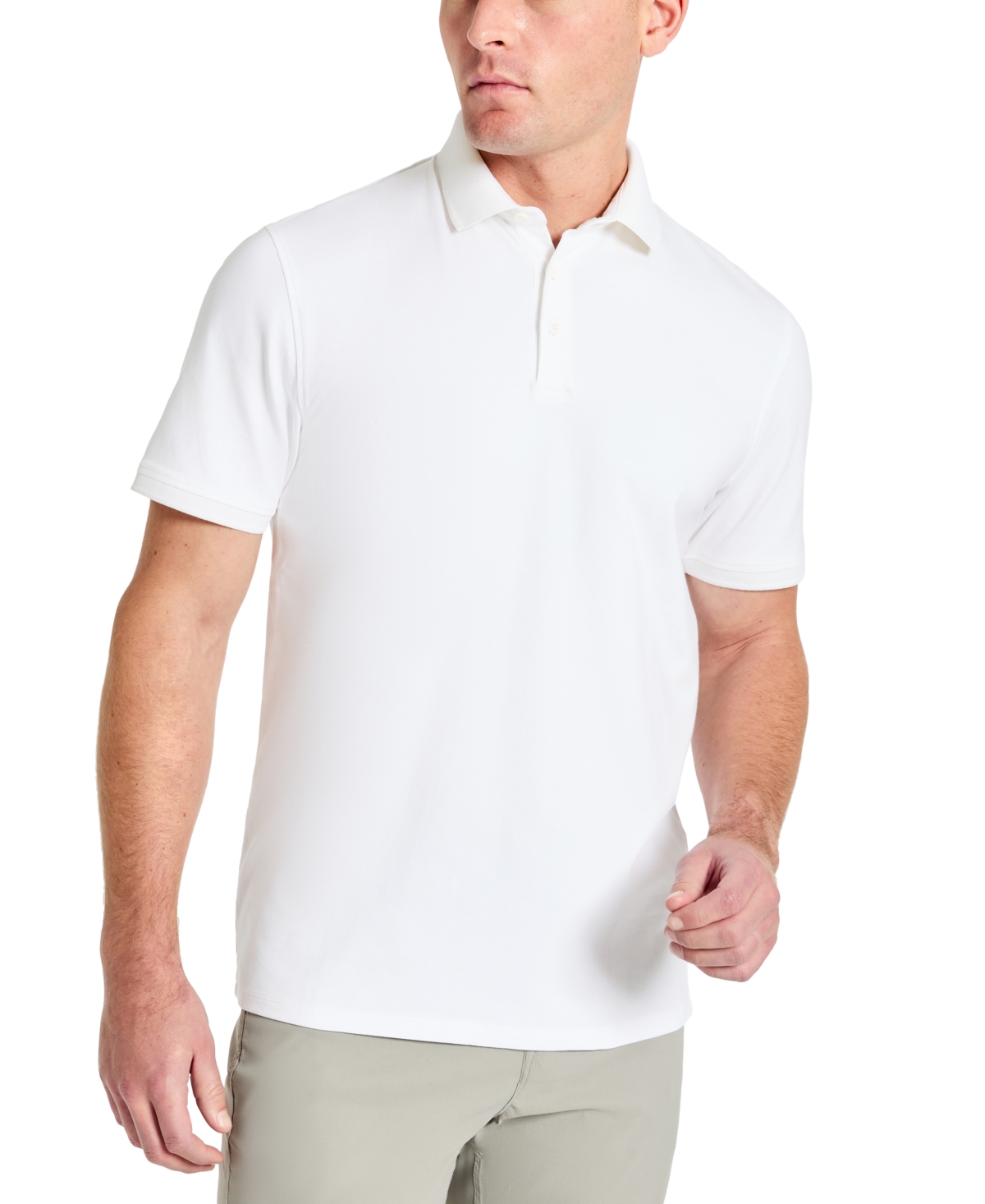Men's Solid Button Placket Polo Shirt - Heather Grey