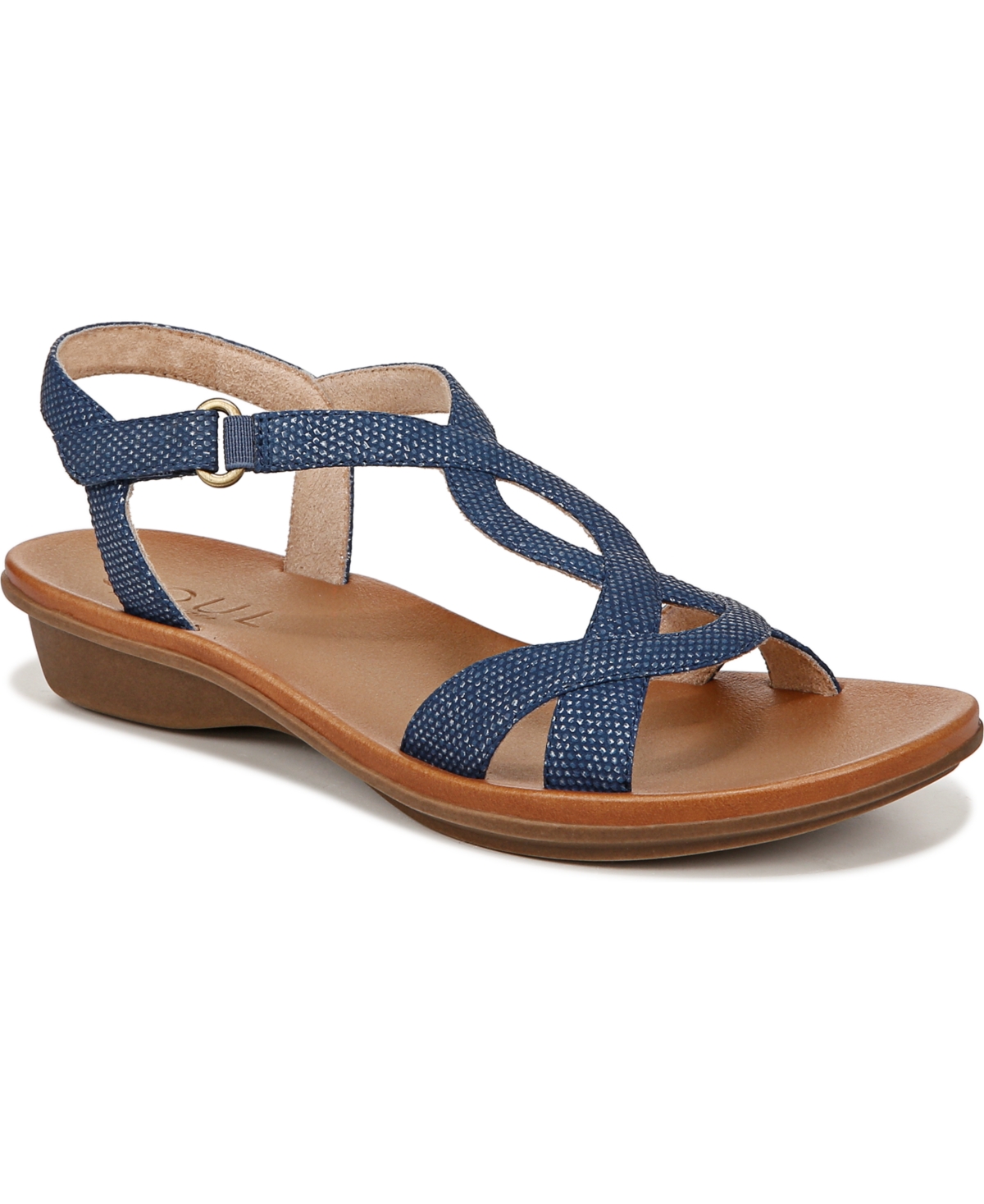 Shop Soul Naturalizer Solo Strappy Sandals In Blue Faux Leather
