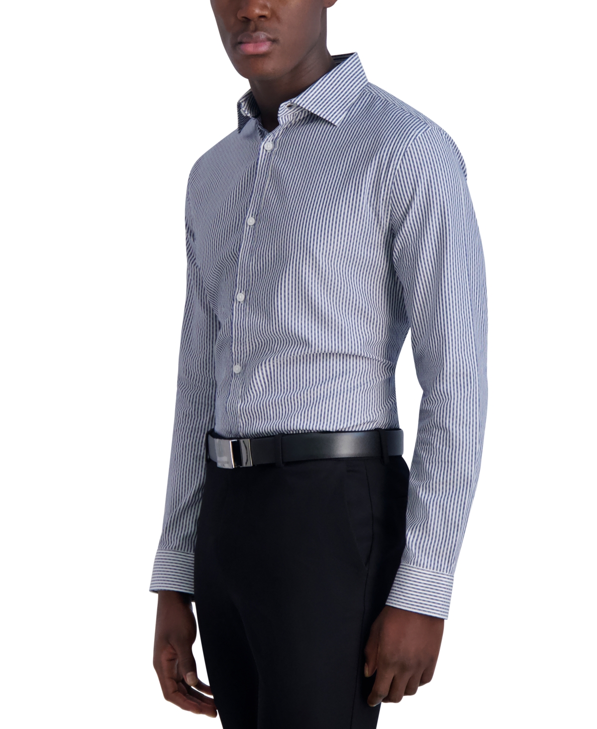 Karl Lagerfeld Paris Men's Slim-Fit Stripe Woven Shirt -white