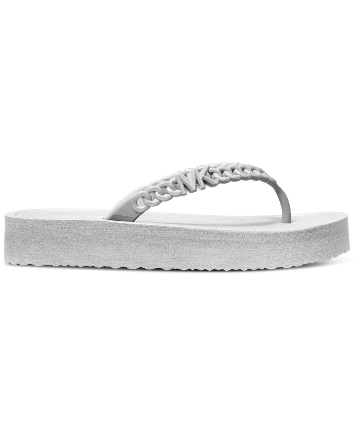 Shop Michael Kors Michael  Zaza Embellished Platform Flip Flop Sandals In Silver