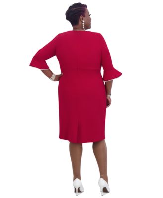 Kat Elbow-Sleeve Ruffled-Cuff Dress