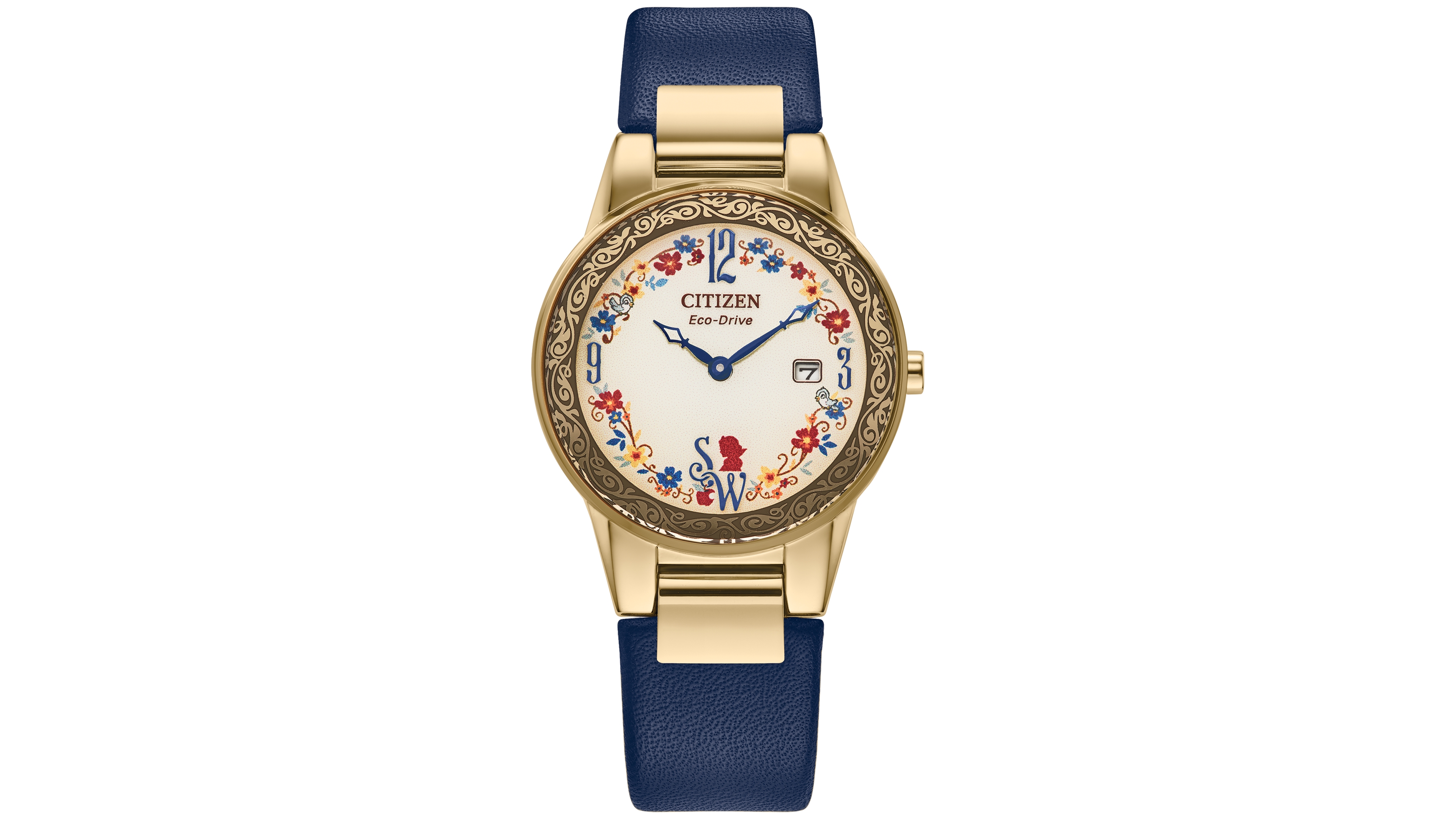 Citizen Eco-Drive Women's Disney Snow White Blue Leather Strap Watch 30mm Gift Set
