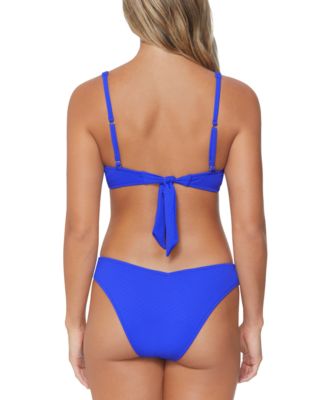 Shop Raisins Juniors Pisces V Neck Tie Back Bra Bikini Top V Shape Bottoms In Blue Sport