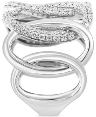 EFFY Collection EFFY® Diamond Intertwined Circle Statement Ring (1-1/20 ct. t.w.) in 14k White Gold