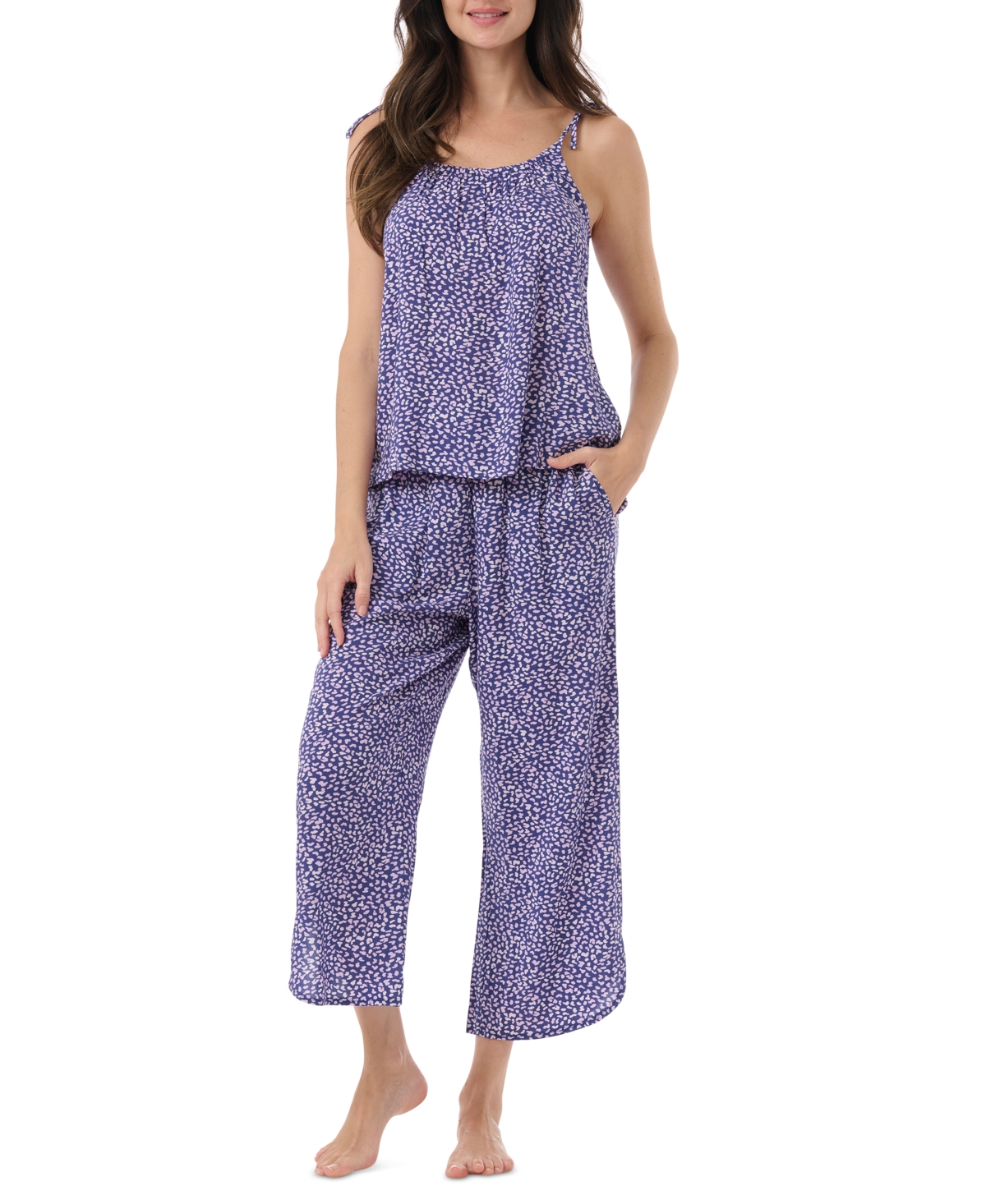 Women's 2-Pc. Tie-Strap Cami Pajamas Set - Heart Stroke