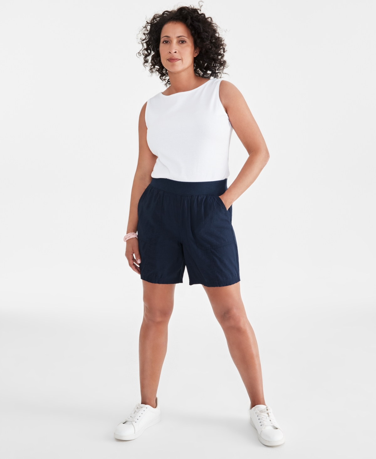 Women's Pull-On Utility-Pocket Shorts, Created for Macy's - Industrial Blue