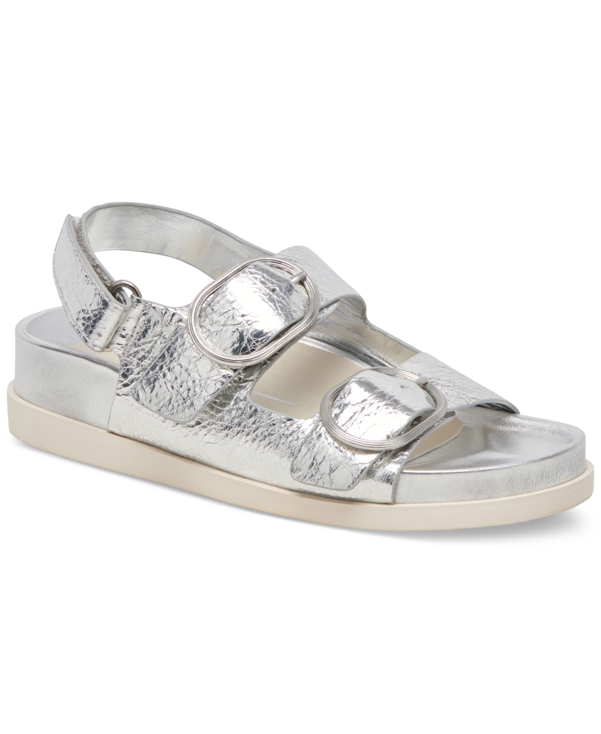 Shop Dolce Vita Women's Starla Sporty Footbed Sandals In Silver Crinkle Metallic